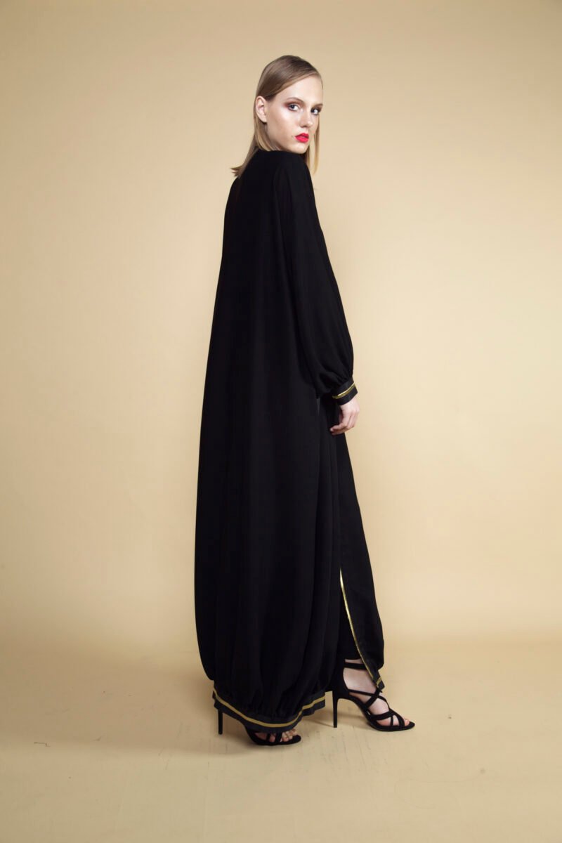 AW16 D-AS004 Crepe black and gold abaya (2)