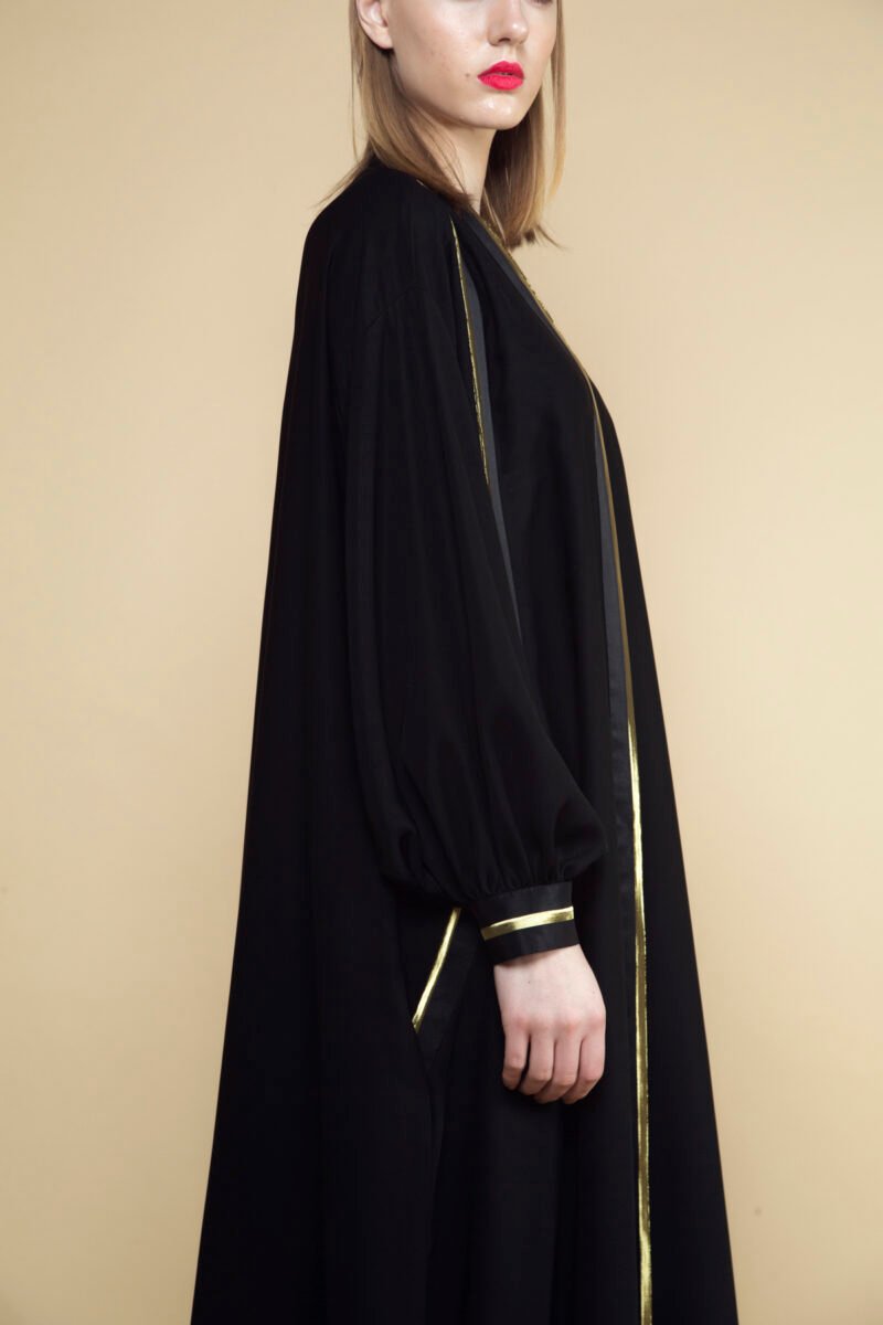 AW16 D-AS005 Crepe black abaya (1)