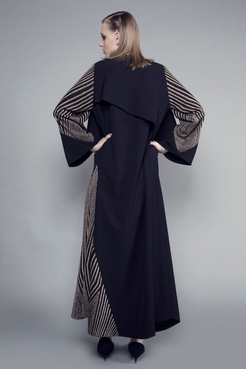 AW16 L-AS006 Two-tone geometric cepe abaya (3)