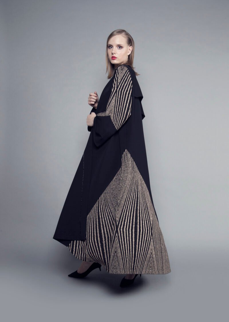 AW16 L-AS006 Two-tone geometric cepe abaya (4)