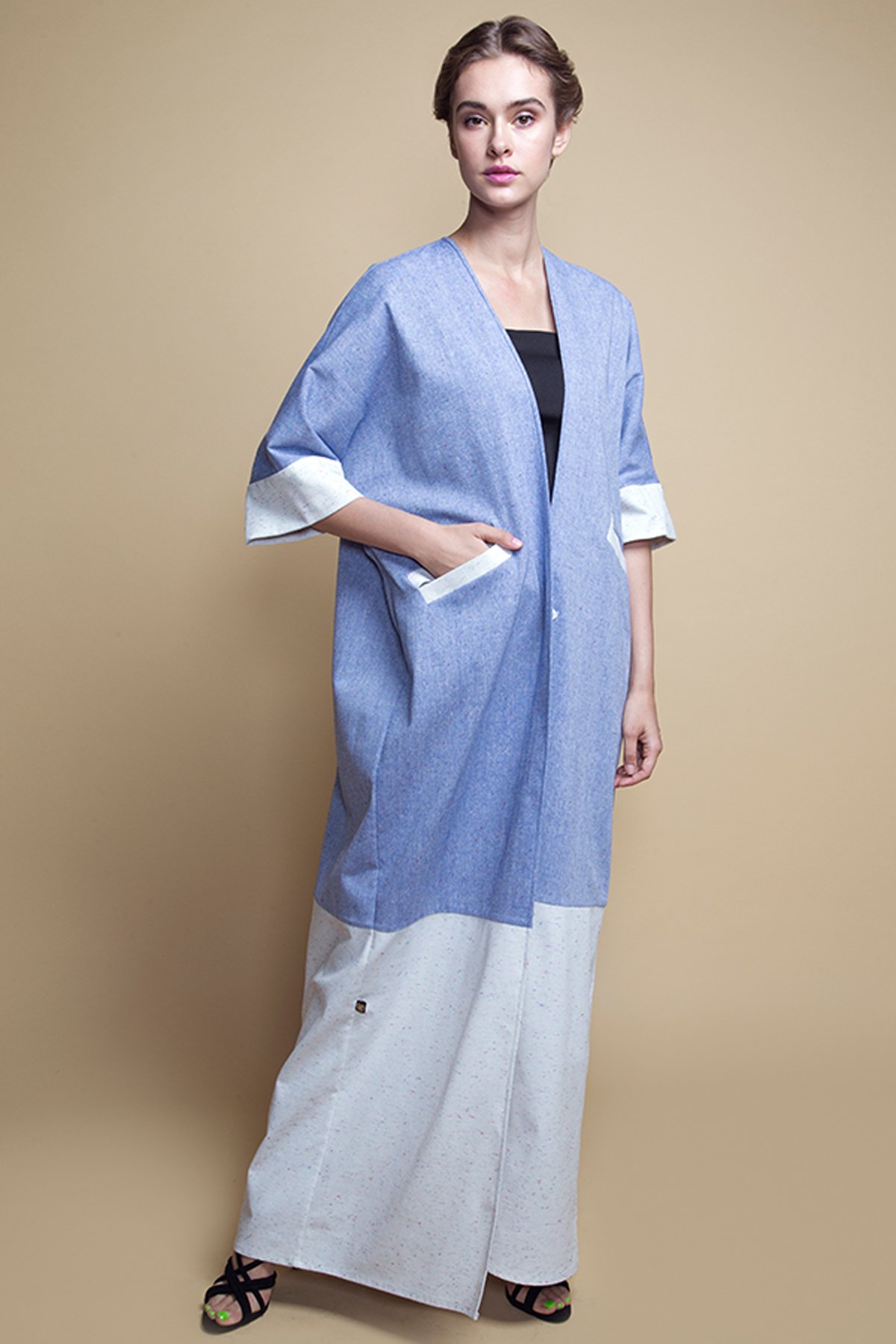 D-AS002 Two pocket denim abaya (1)