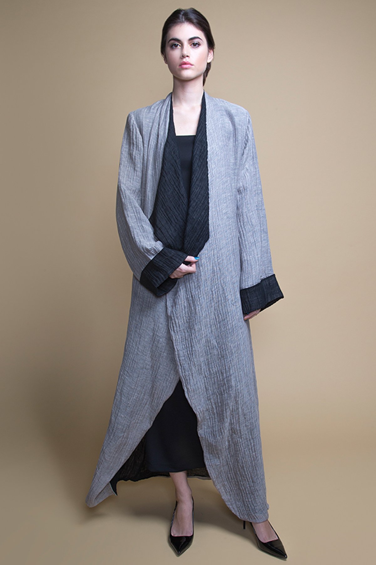 D-AS004 Reviserble linen abaya (1)