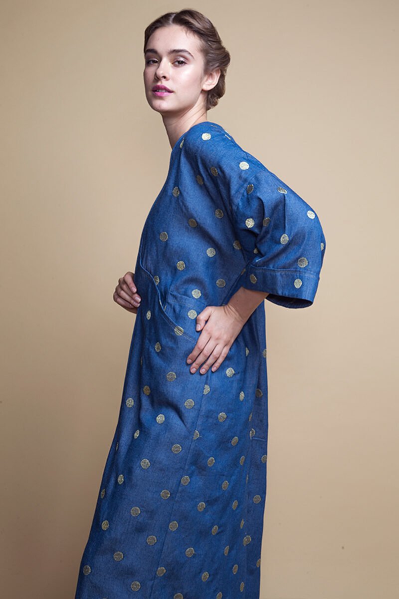 D-AS009 Polka dot denim abaya (3)