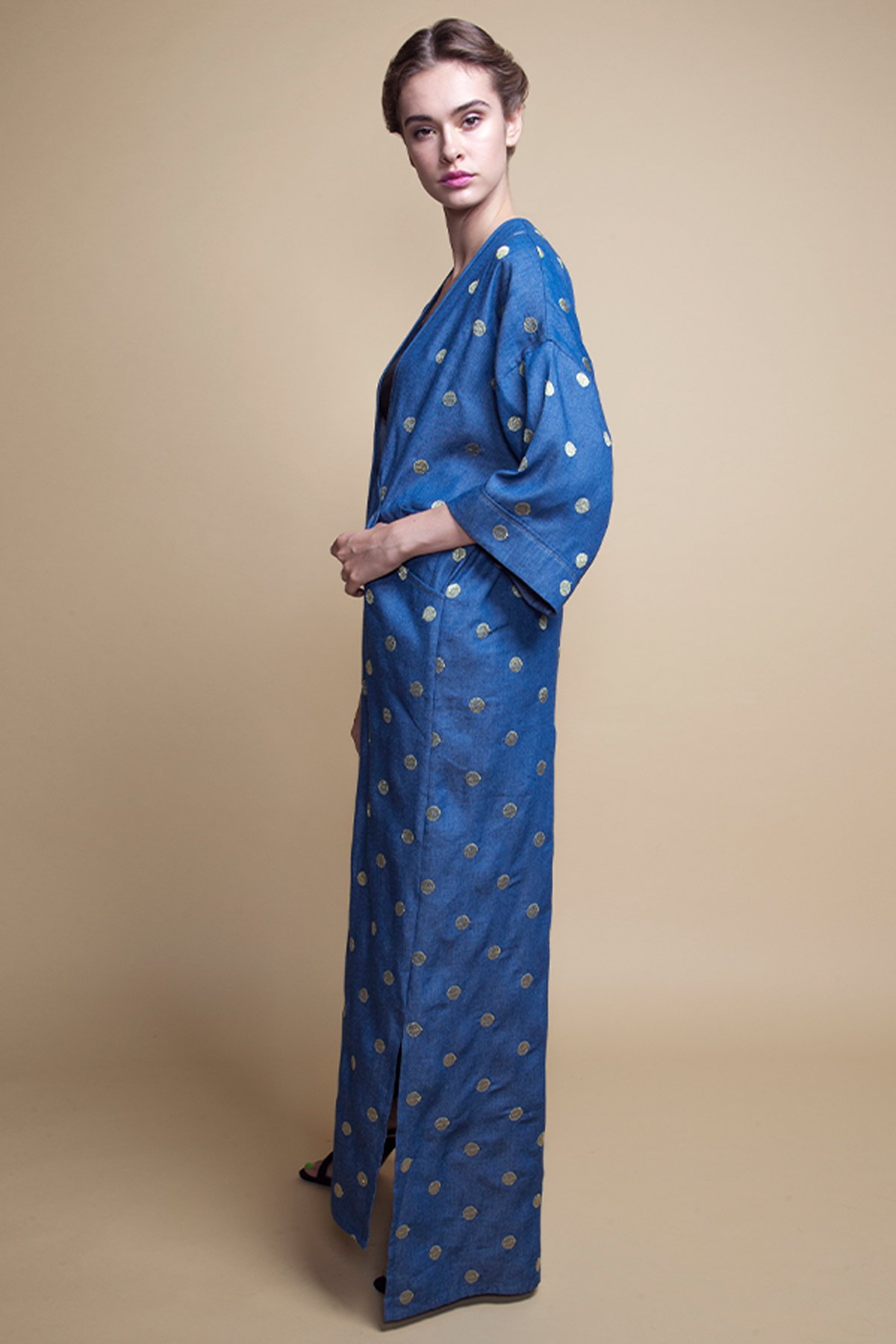 D-AS009 Polka dot denim abaya (4)