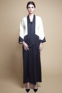 D-AS012 Color block python effect abaya (1)