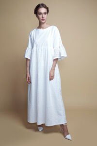 D-K026 Empire white cotton eyelet kaftan (1)