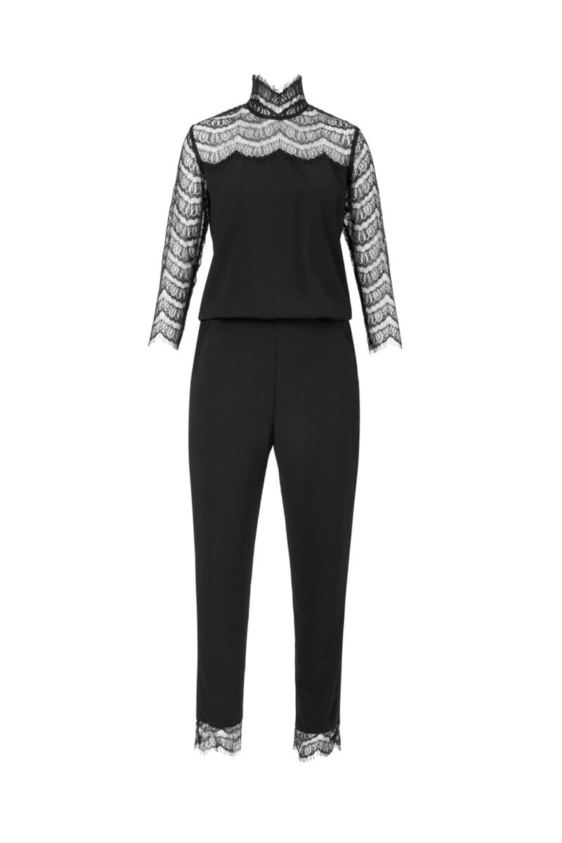 L-J002 High-neck scallop lace and crepe jumpsuit 3 (1)