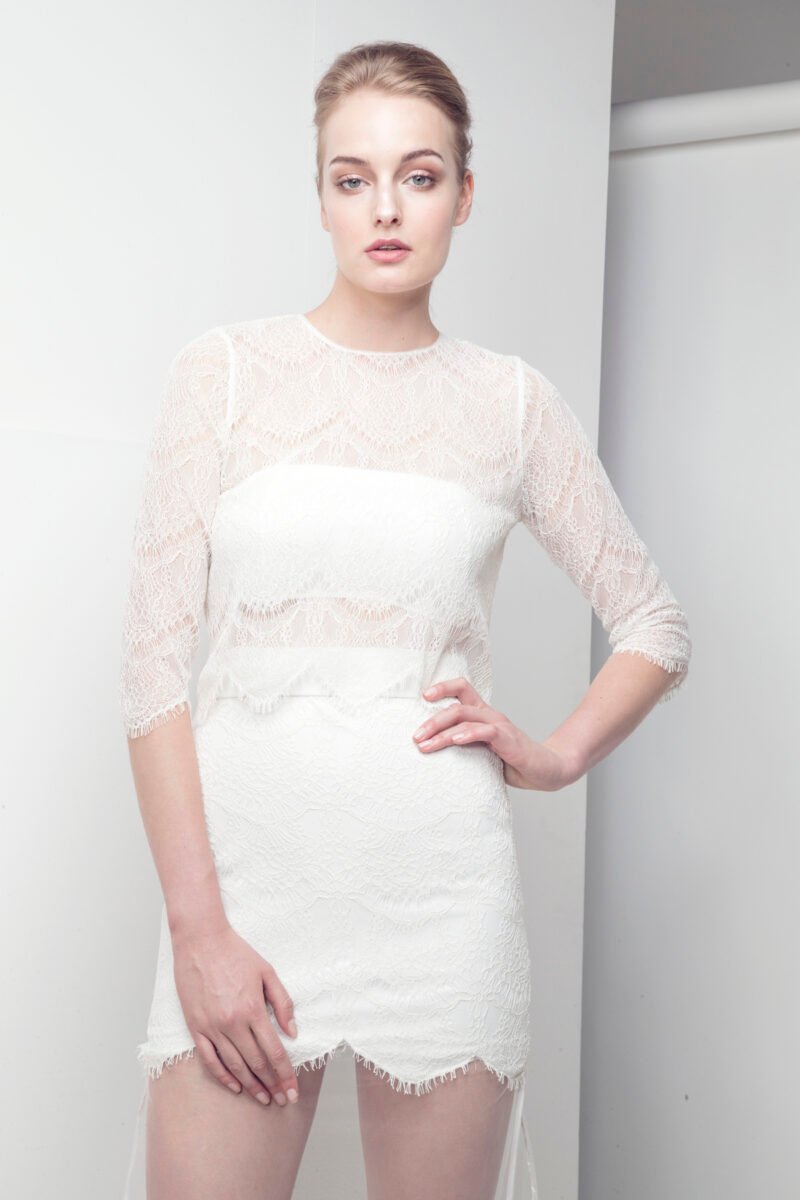 L-S006 Scallop lace and tulle pencil skirt (1)